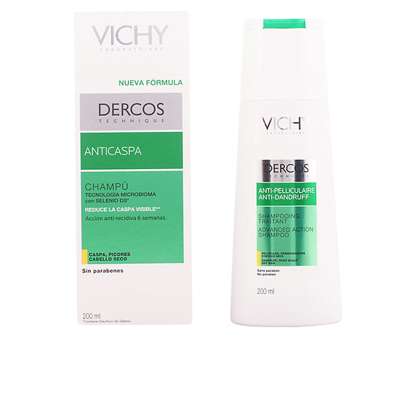 DERCOS TECHNIQUE champú anticaspa cabellos seco elimina la caspa y reduce los picores 200 ml