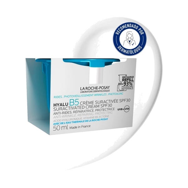 la roche posay hyalu b5 suractivated crema rellenadora y reparadora con acido hialuronico spf30 recarga 50 ml