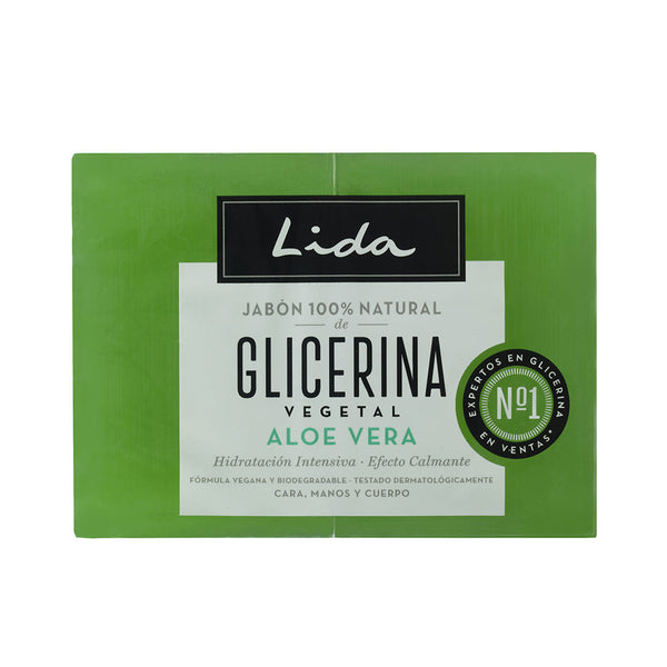 LIDA JABÓN 100% NATURAL GLICERINA Y ALOE VERA LOTE 2 x 125 gr