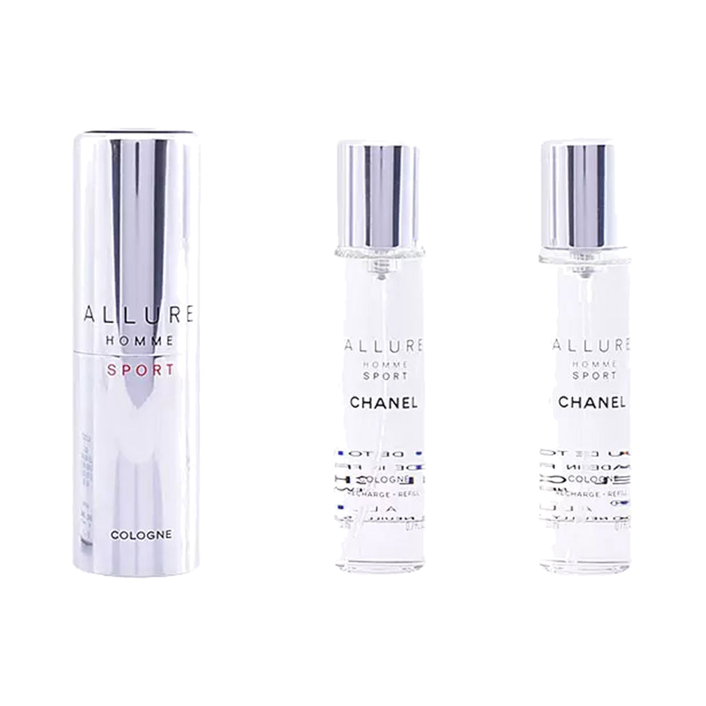Chanel ALLURE HOMME SPORT COLOGNE eau de toilette vaporizador de viaje y 2 recargas 3 x 20 ml