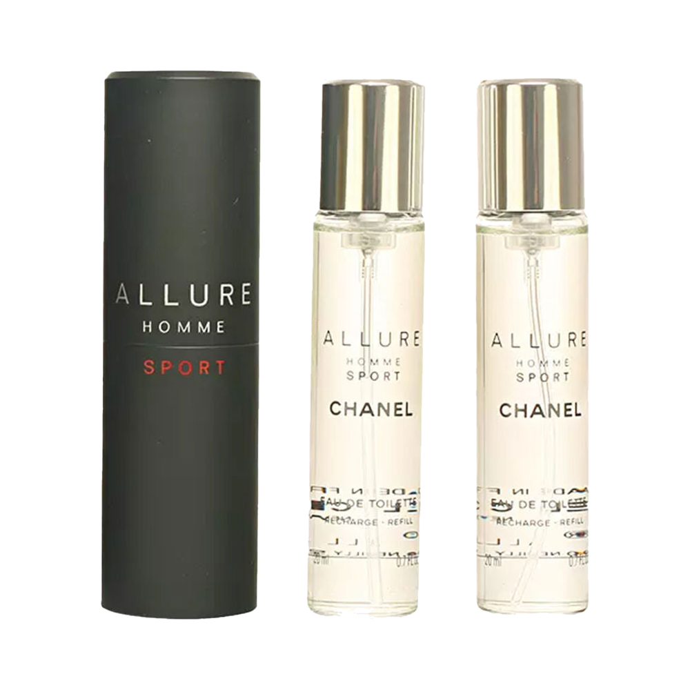 Chanel ALLURE HOMME SPORT eau de toilette vaporizador de viaje y 2 recargas 3 x 20 ml