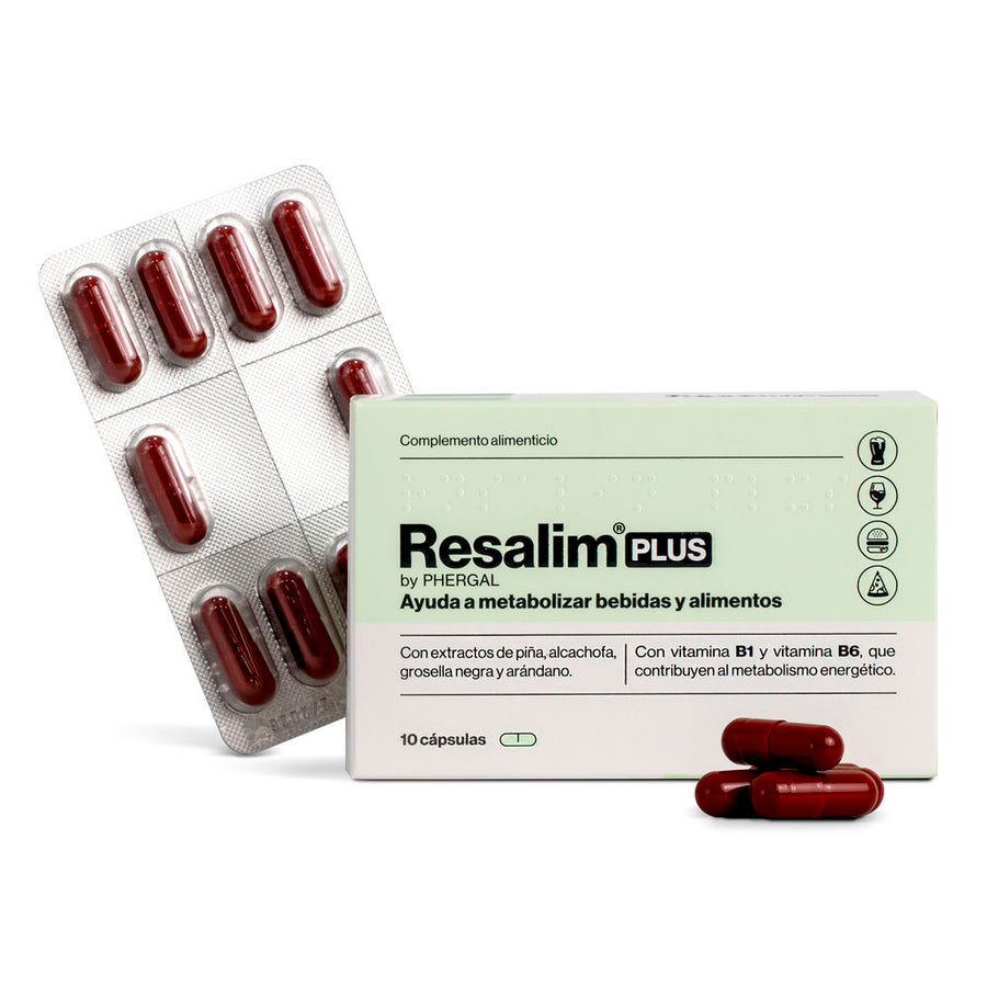 RESALIM PLUS complemento alimenticio metabolizador bebidas alimentos cápsulas 10 u