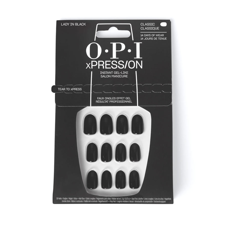OPI xPRESS/ON Uñas Artificiales Tonos Icónicos #Lady in Black 30 u