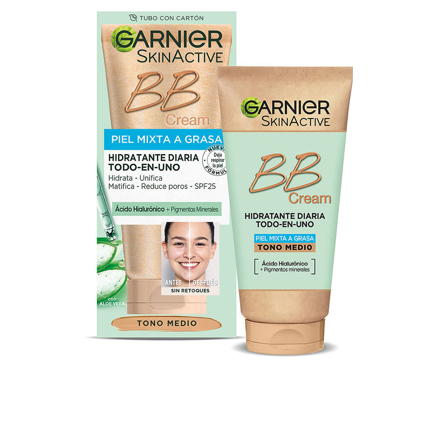 SKINACTIVE BB CREAM piel mixta a grasa hidratante diario SPF25 #tono medio 50 ml